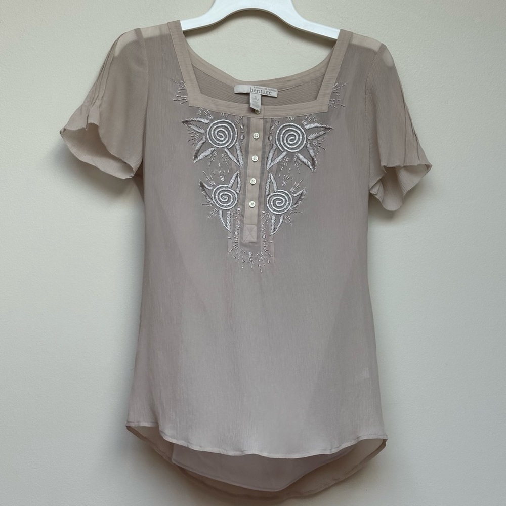 Banana Republic Heritage Cream Silk Blouse Size Small
